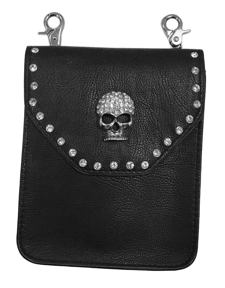 That's A Wrap Women's Rhinestone Studded Skull Leather Hip Bag, Black 98144 - Wisconsin Harley-Davidson