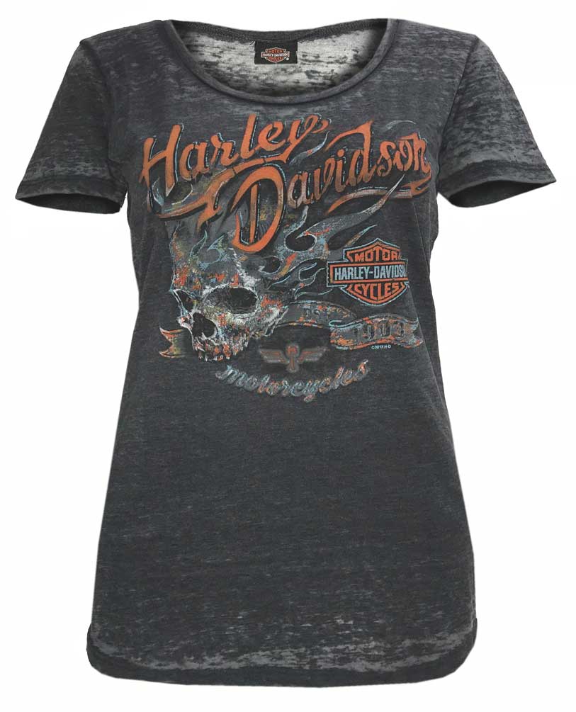Harley-Davidson Women's Insanity Complex Scoop Neck Burnout Jersey Tee 5J39-HF31 - Wisconsin Harley-Davidson