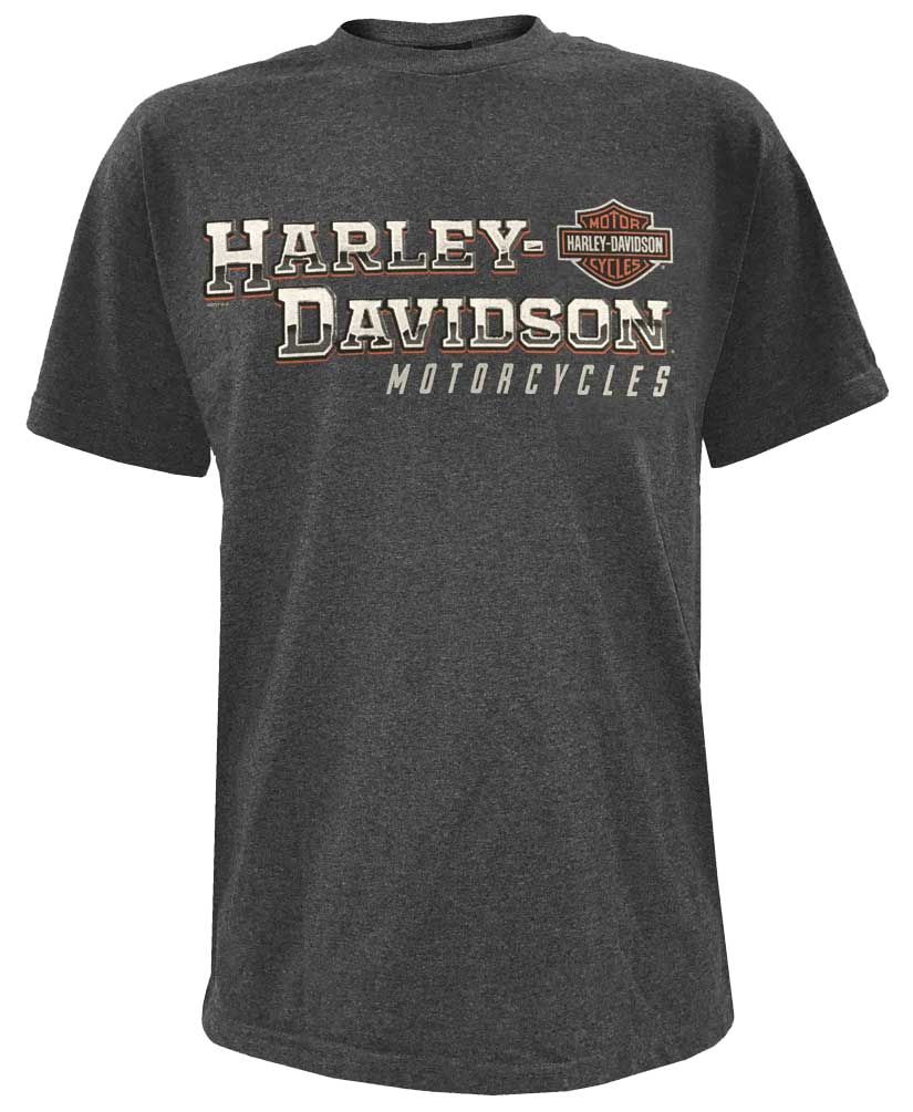 Harley-Davidson Mens Grip The Road Short Sleeve Crew T-Shirt, Charcoal 5L33-HF1H - Wisconsin Harley-Davidson