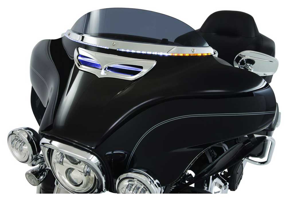 Ciro LED Lighted Windshield Trim, 14-up Harley Touring Models - Chrome  11000 - No Hassle Returns at Wisconsin Harley