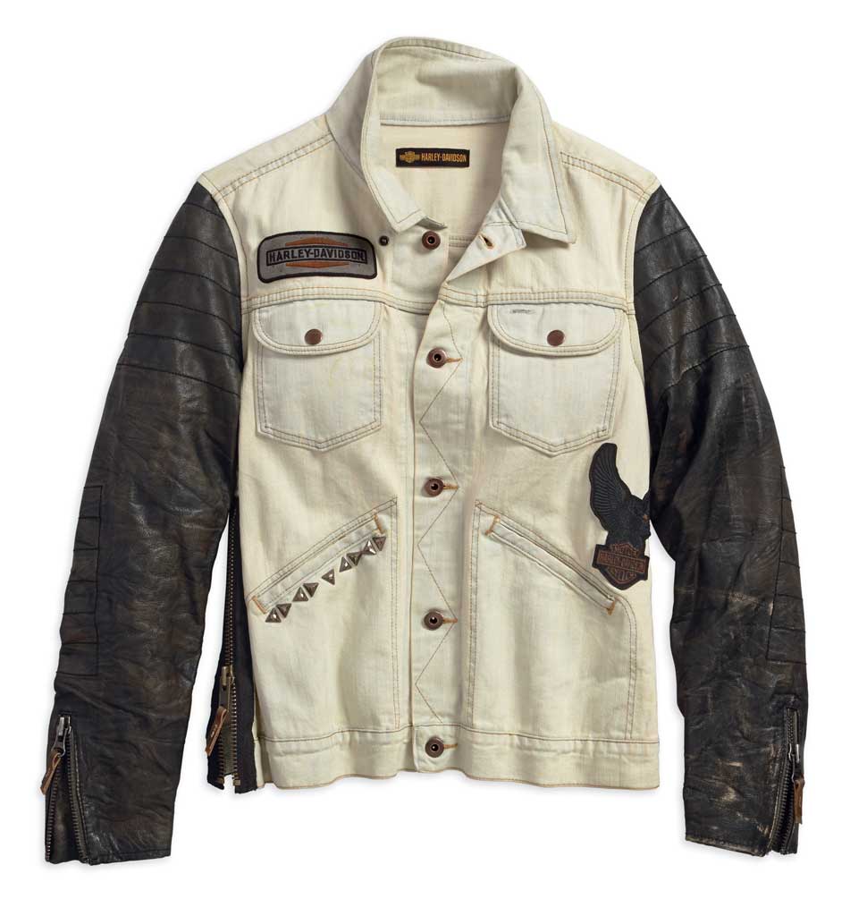 Harley-Davidson® Women's Leather Sleeve Denim Casual Jacket