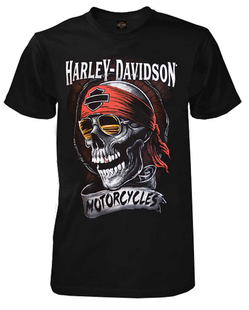 Harley-Davidson® Men's Distressed Shady Skull Short Sleeve T-Shirt, Solid  Black