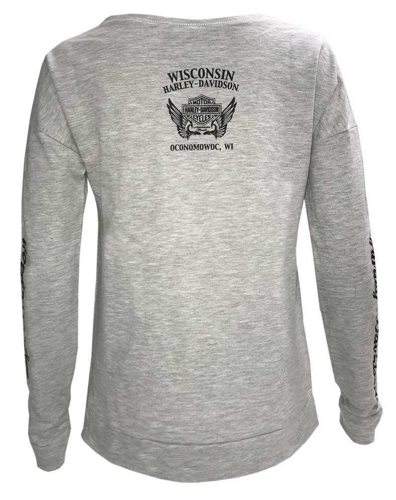 Harley-Davidson Free Shipping - Harley-Davidson Women's Distressed Elongated B&S Long Sleeve Shirt, Heather Gray - Free Shipping on many products plus Orders Over $99