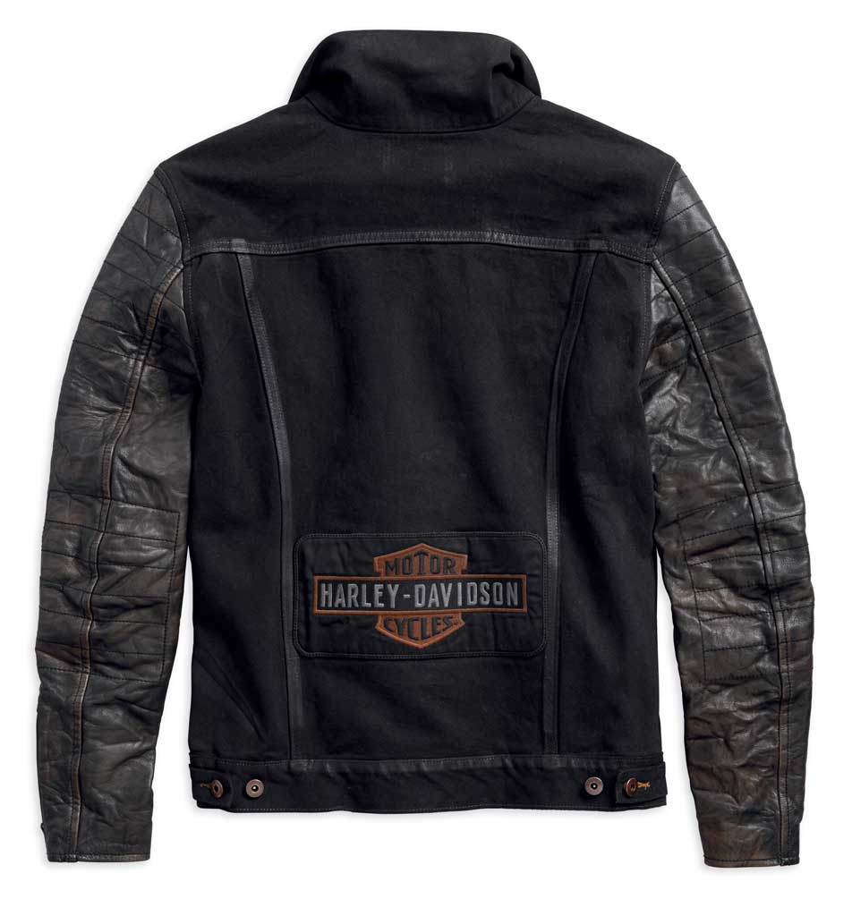 Harley-Davidson Free Shipping - Harley-Davidson Men's Leather Sleeve Denim Slim Fit Jacket, Black 97463-18VM - Free Shipping on many products plus Orders Over $99