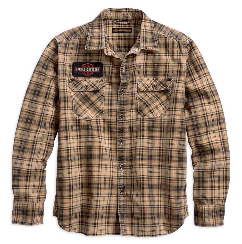 Harley Davidson® Mens Patch Printed Plaid Slim Fit Woven Shirt 96263 18vm Wisconsin Harley 