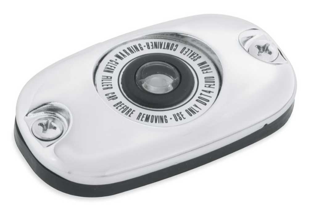 Harley-Davidson Chrome Rear Master Cylinder Cover,Dyna/Softail/Touring 46425-05A - Wisconsin Harley-Davidson