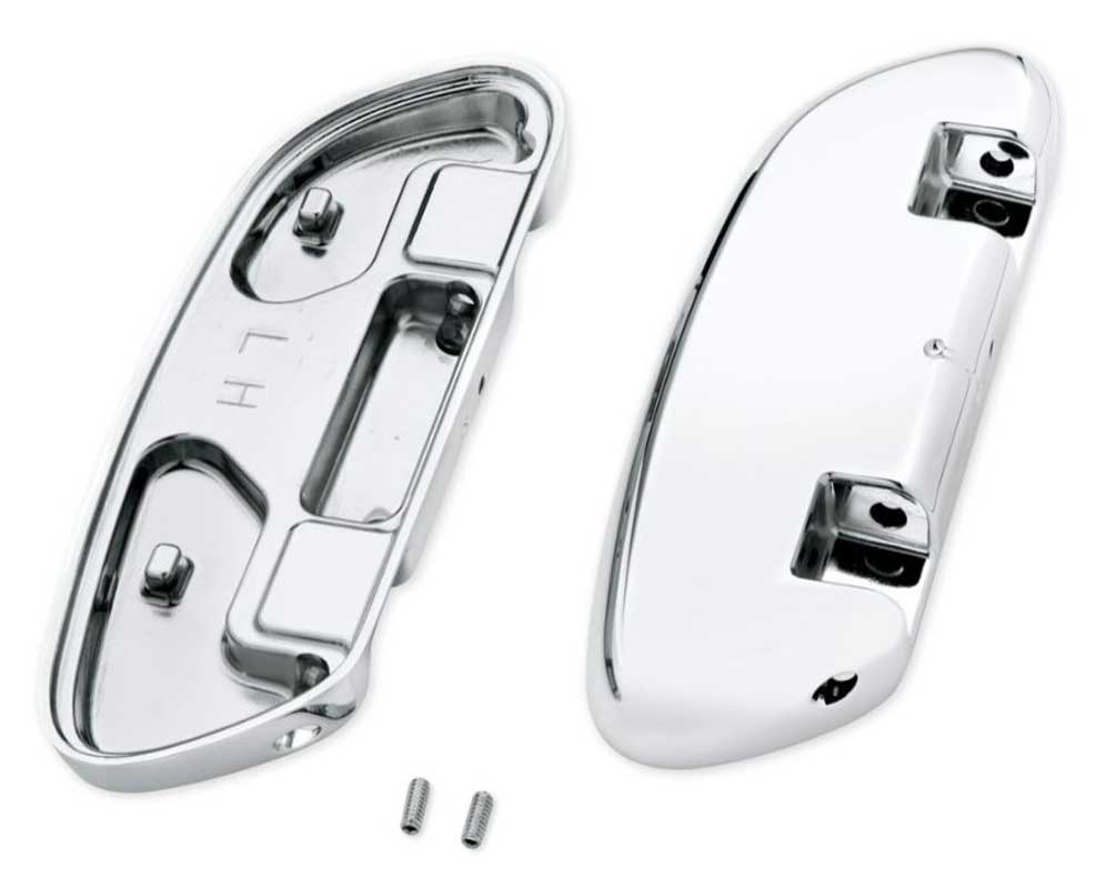 Harley-Davidson Swept Wing Passenger Footboard Pans - Chrome Smooth 50716-04 - Wisconsin Harley-Davidson