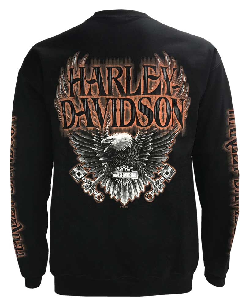 Harley-Davidson Free Shipping - Harley-Davidson Men's Eagle Piston Fleece Pullover Sweatshirt, Black 30299948 - Free Shipping on many products plus Orders Over $99