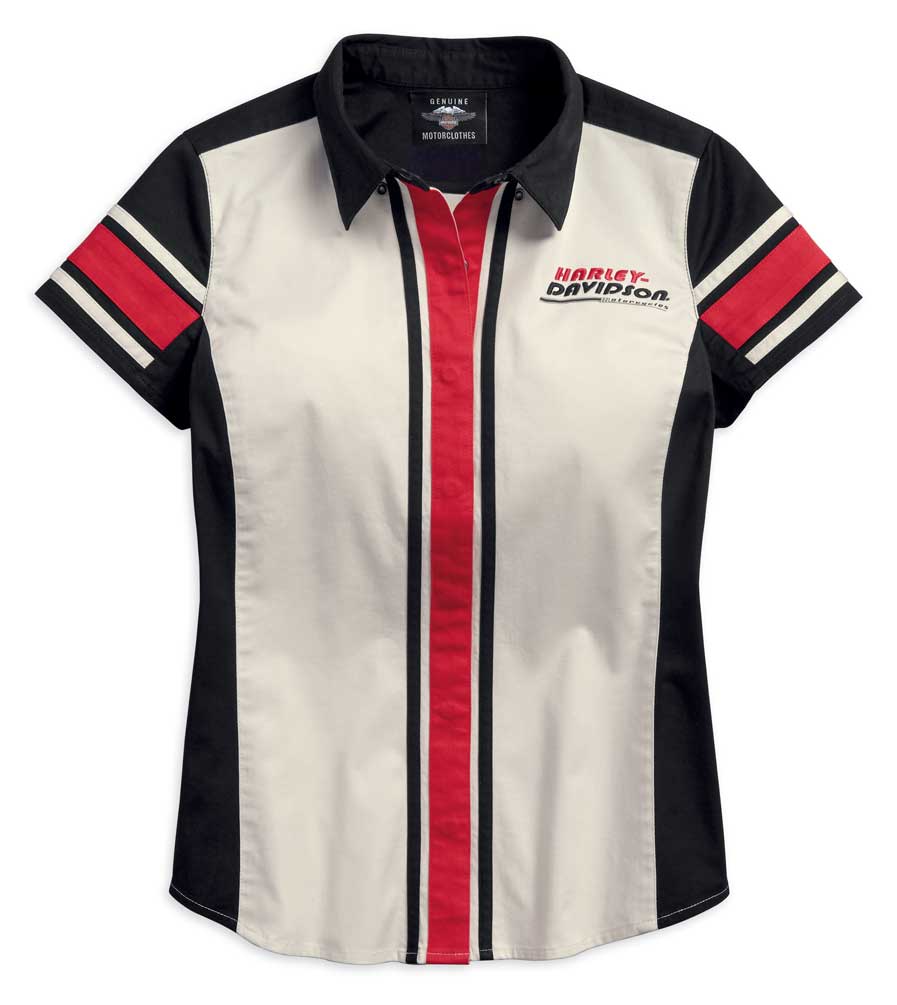 Harley-Davidson® Women's Vertical Stripe Colorblock Woven Shirt