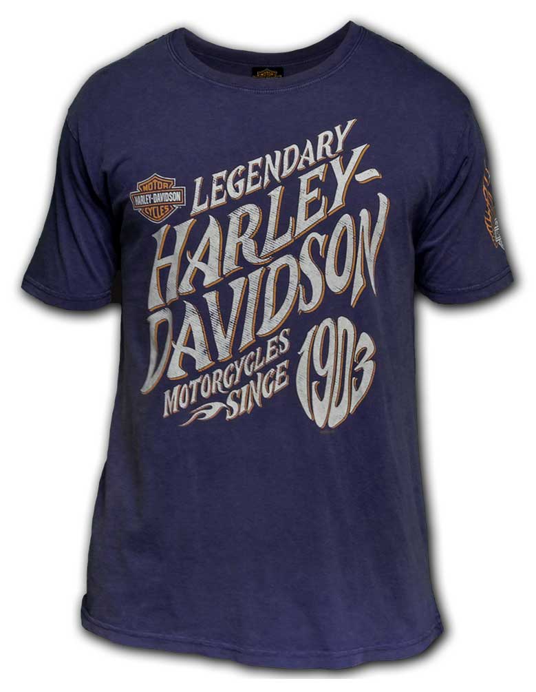 Harley-Davidson Men's California Premium Short Sleeve T-Shirt, Blue Washed - Wisconsin Harley-Davidson