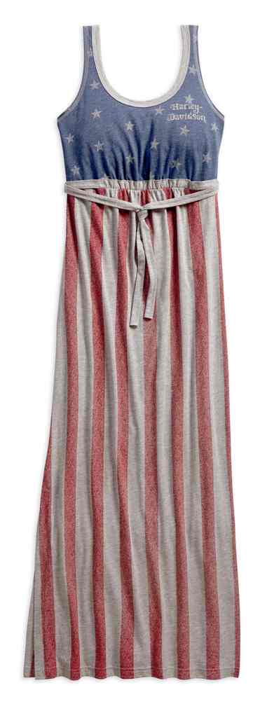 Harley-Davidson Women's Stars & Stripes Americana Maxi Dress, Gray 96212-18VW - Wisconsin Harley-Davidson