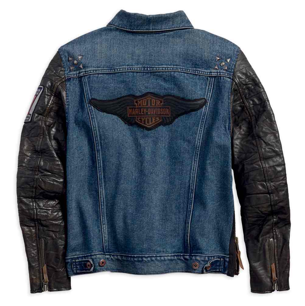 Harley-Davidson Free Shipping - Harley-Davidson Men's #1 Leather Sleeve Slim Fit Denim Jacket, Blue 97467-18VM - Free Shipping on many products plus Orders Over $99