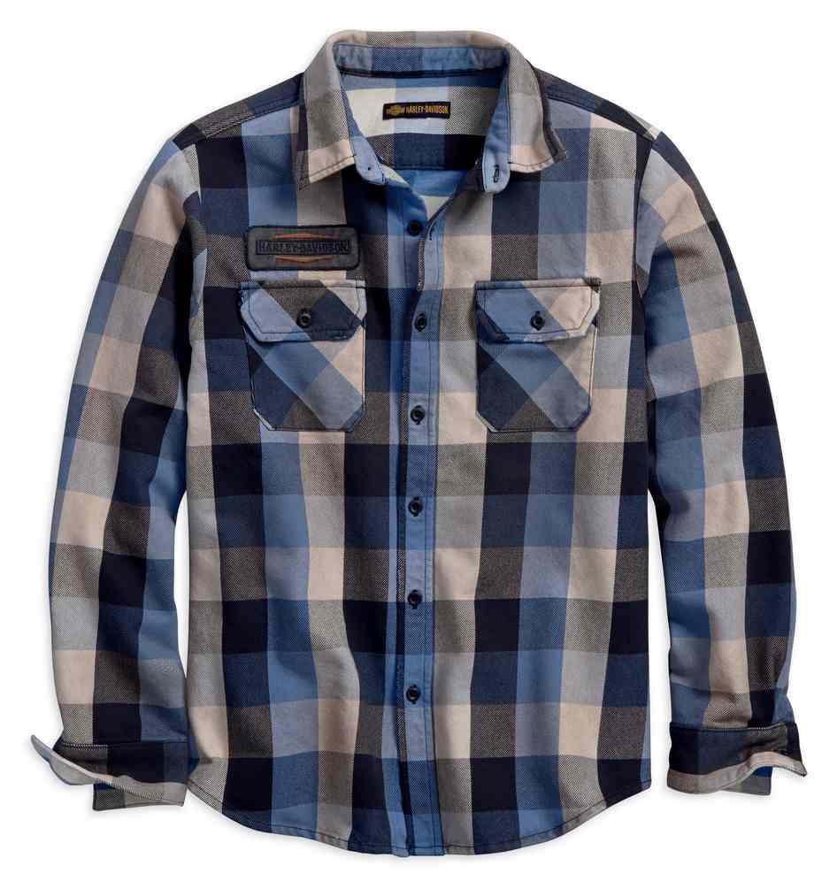 Harley-Davidson Men's Eagle Patch Long Sleeve Plaid Slim Fit Shirt 96285-18VM - Wisconsin Harley-Davidson
