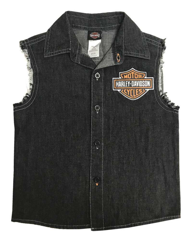 Harley-Davidson Big Boys' Denim Raw-Edge Blow-Out Shirt - Black 1092823 - Wisconsin Harley-Davidson