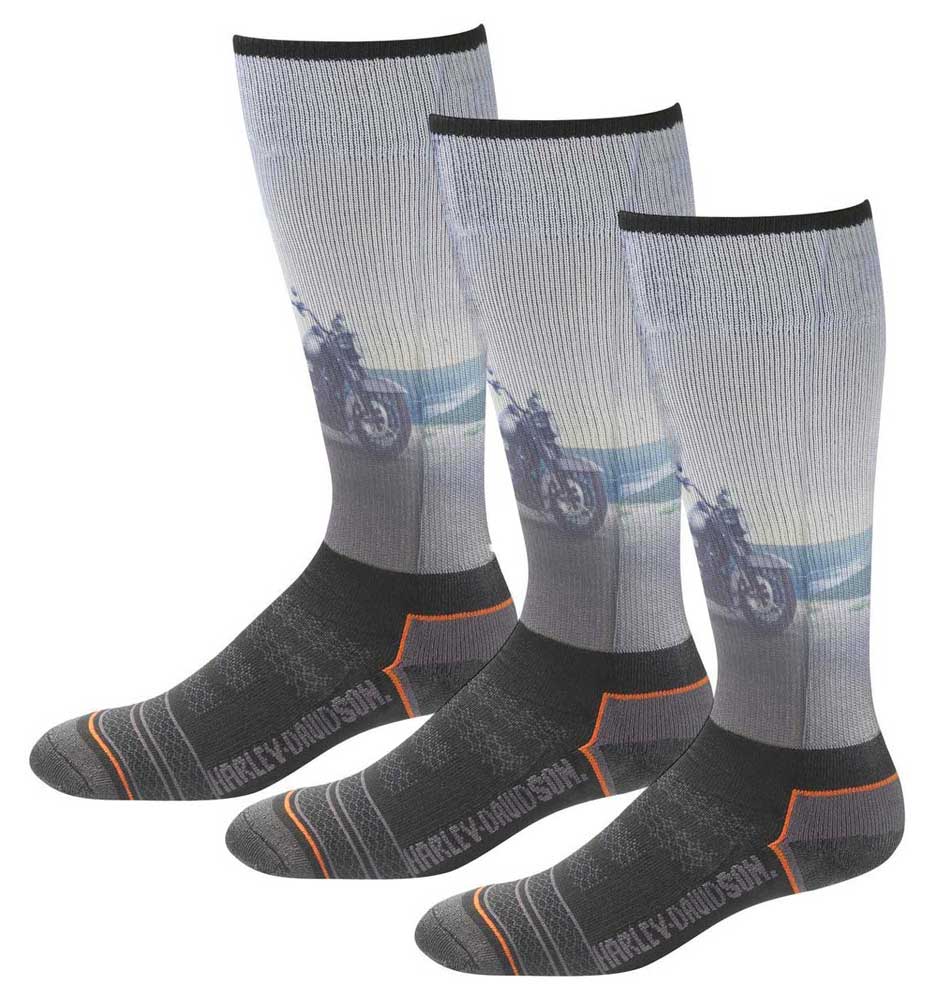 Harley-Davidson Men's Bike Graphic Wicking Riding Socks, 3 Pairs D99218670-001 - Wisconsin Harley-Davidson