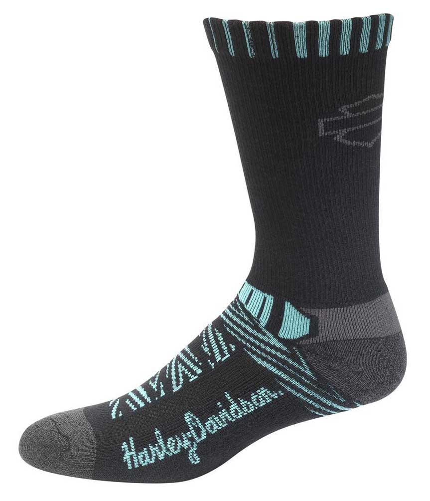 Harley-Davidson Women's Aztec Coolmax Riding Socks - Black/Teal D89218970-317 - Wisconsin Harley-Davidson