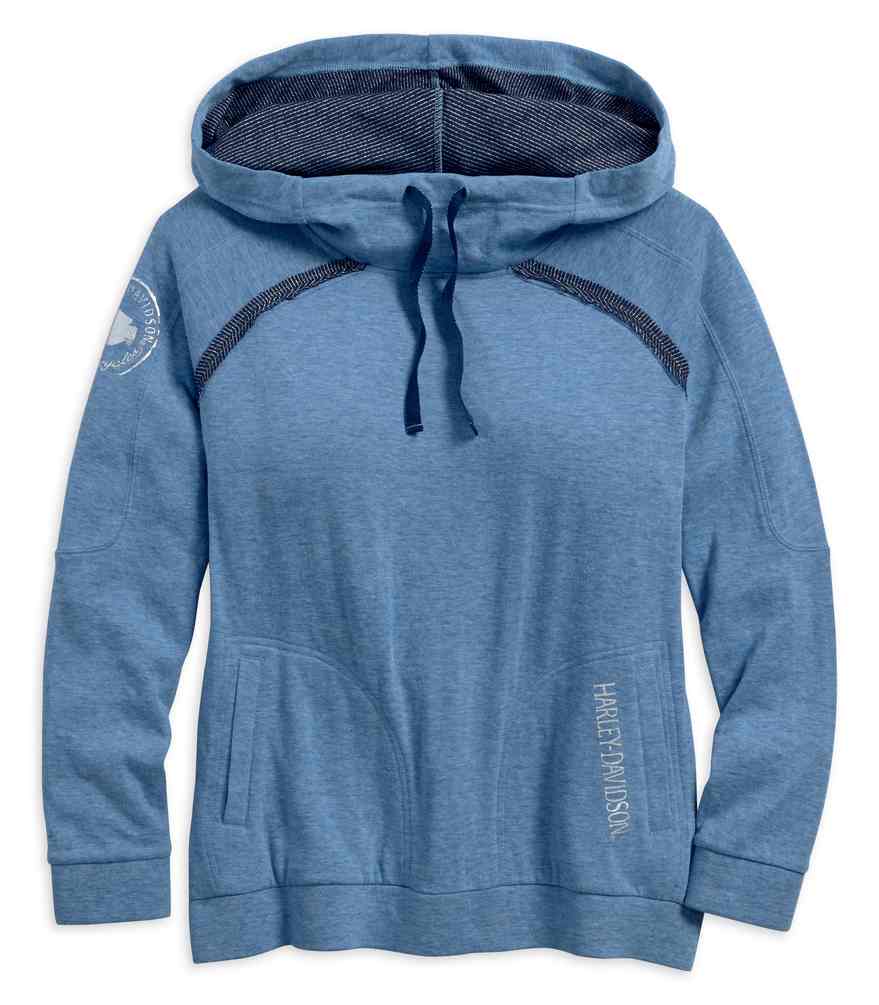 Harley-Davidson Women's Wide Neckline Pullover Hoodie, Blue 96225-18VW - Wisconsin Harley-Davidson