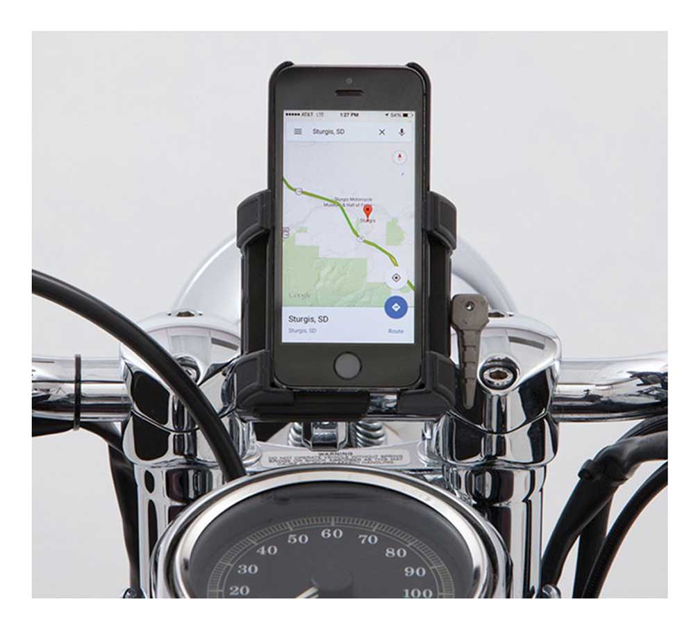 Ciro Premium Smartphone/GPS Holder w/out Charger- 7/8-1in Chrome Bar Mount 50312 - Wisconsin Harley-Davidson