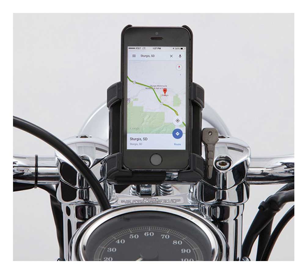 Ciro Premium Smartphone/GPS Holder w/out Charger- 1-1/4in Chrome Bar Mount 50314 - Wisconsin Harley-Davidson