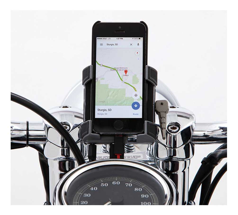 Ciro Premium Smartphone/GPS Holder w/ Charger - 1-1/4 in. Chrome Bar Mount 50214 - Wisconsin Harley-Davidson