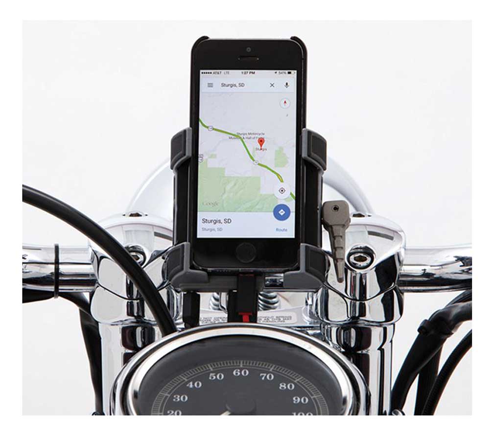 Ciro Premium Smartphone/GPS Holder w/ Charger - 1-1/4 in. Black Bar Mount 50215 - Wisconsin Harley-Davidson