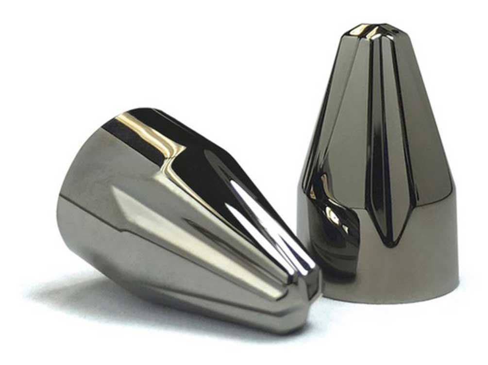 Ciro Fluted Spike Screw Bolt Caps - 1/4 in. (10pk) Black Chrome Finish 70017 - Wisconsin Harley-Davidson