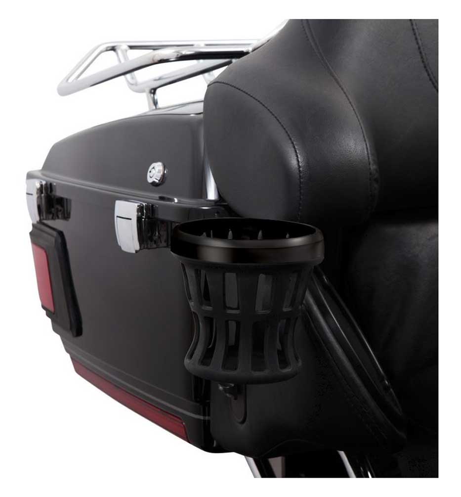 Ciro Black Rubber Drink Holder, Passenger Mount H-D 14-up (Right or Left) 50622 - Wisconsin Harley-Davidson