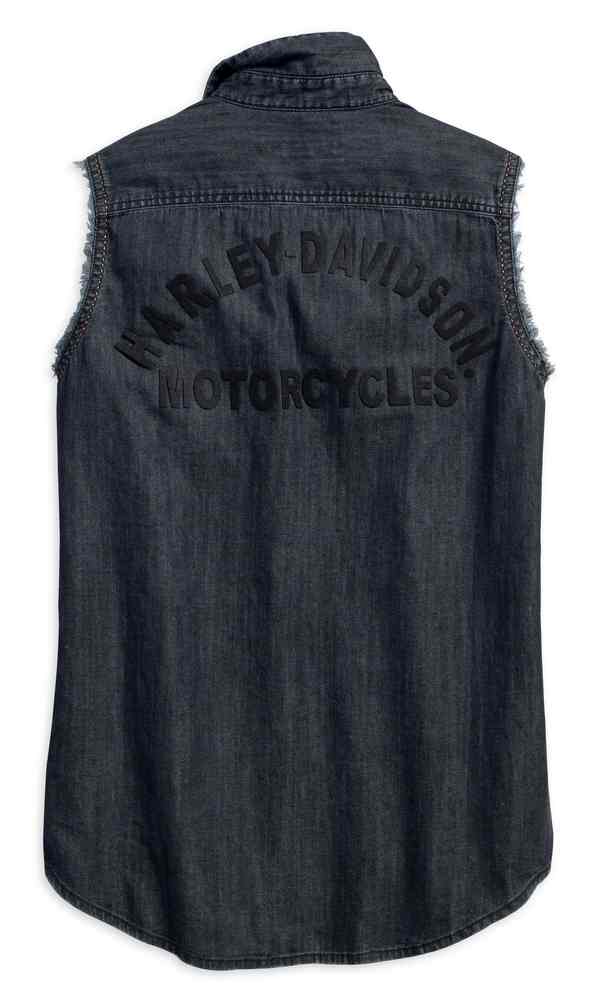 harley davidson sleeveless denim shirt