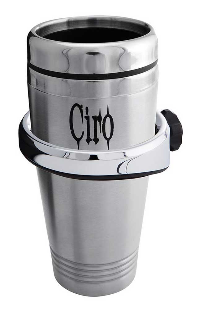Ciro Chrome Cup Holders - Multiple Sizes & Mounts for Harley, Includes Cup - Wisconsin Harley-Davidson