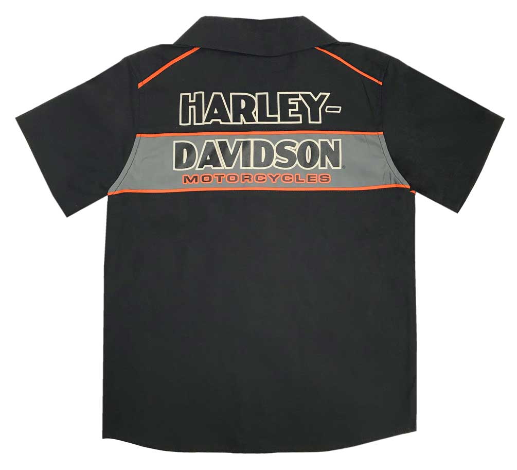 Harley-Davidson® Little Boys' Short Sleeve Woven Shop Shirt, Black
