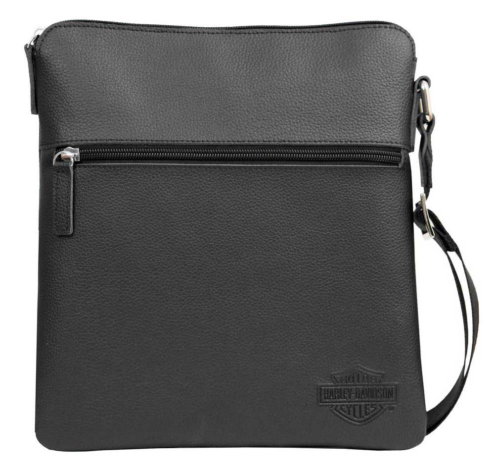 Harley-Davidson® Men's Bar & Shield Leather Crossbody Bag, Black