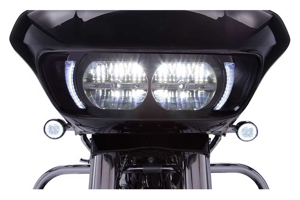 Harley-Davidson Free Shipping - Ciro Fang LED Headlight Bezels, Fits Harley '15-up Road Glides, Chrome or Black - Free Shipping on many products plus Orders Over $99