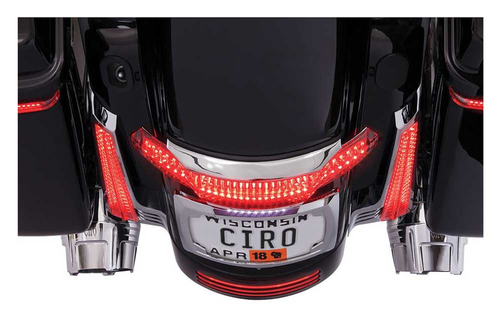 Ciro Latitude Tail Light & License Plate Holder - Chrome, Fits '14-Up 40053 - No Hassle Returns at Wisconsin Harley