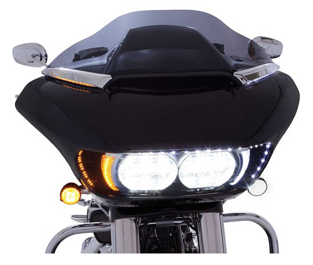Ciro Horizon LED Lighted Windshield Trim, Fits H-D Road Glide - Chrome or Black - Wisconsin Harley-Davidson