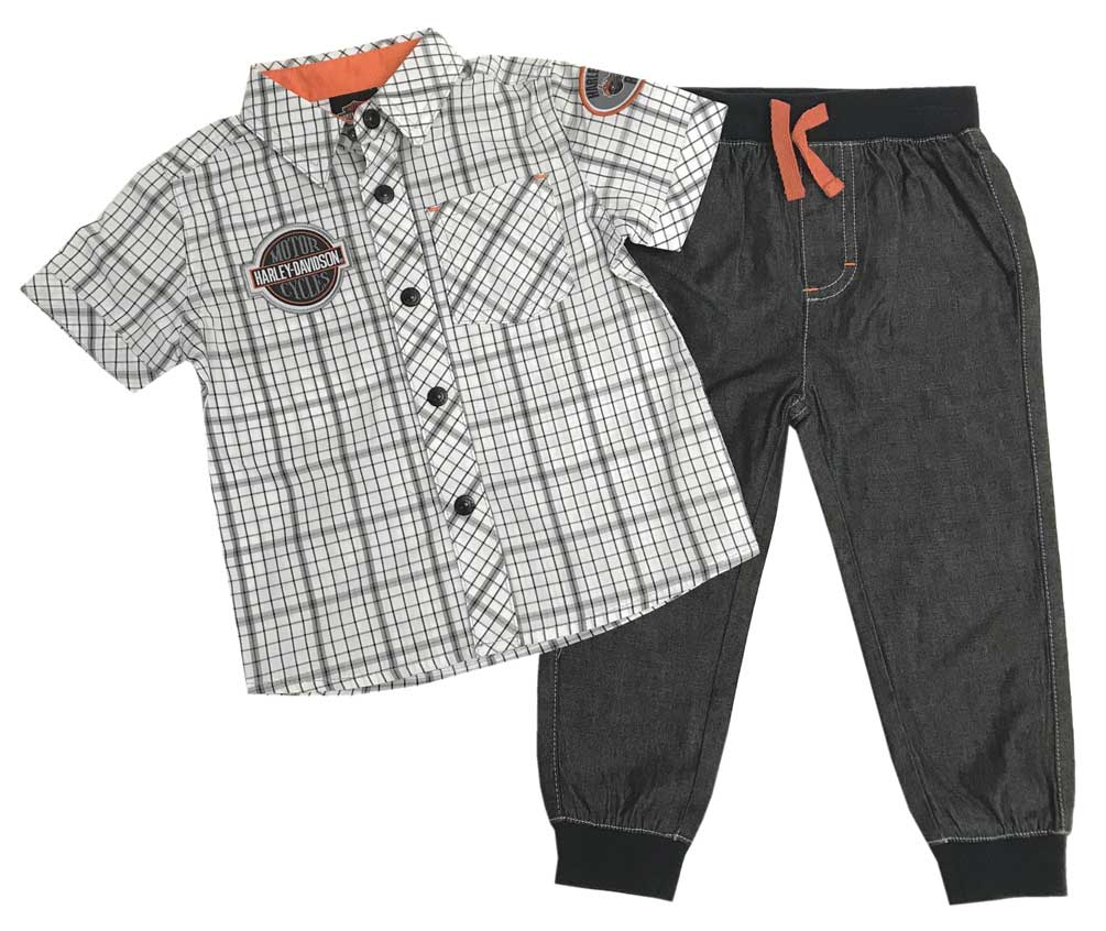 Harley-Davidson Baby Boys' Plaid Shirt & Black Denim Pant 2-Piece Set 2061809 - Wisconsin Harley-Davidson
