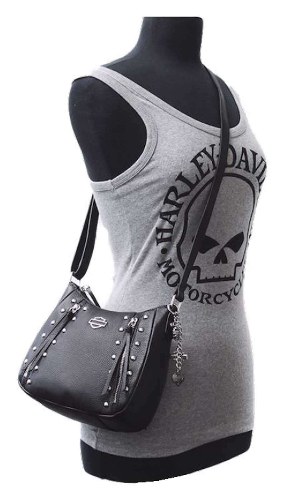 Harley-Davidson Women's Rubber H-D Crossbody Sling Purse - BLACK/OFF White