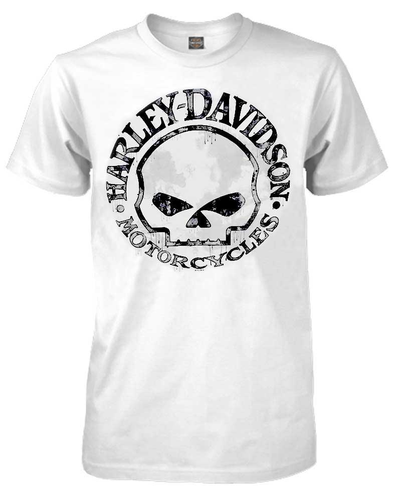 Harley-Davidson Men's Handmade Willie G Skull Short Sleeve T-Shirt, White - Wisconsin Harley-Davidson
