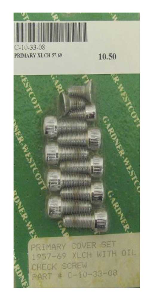 Gardner & Westcott Primary Cover Set w/ Oil Check Screws, Chrome C-10-33-08 - Wisconsin Harley-Davidson