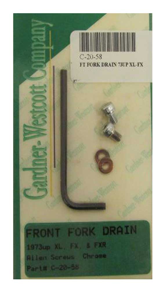 Gardner & Westcott Front Fork Drain Screw, For Harley-Davidson, Chrome C-20-58 - Wisconsin Harley-Davidson