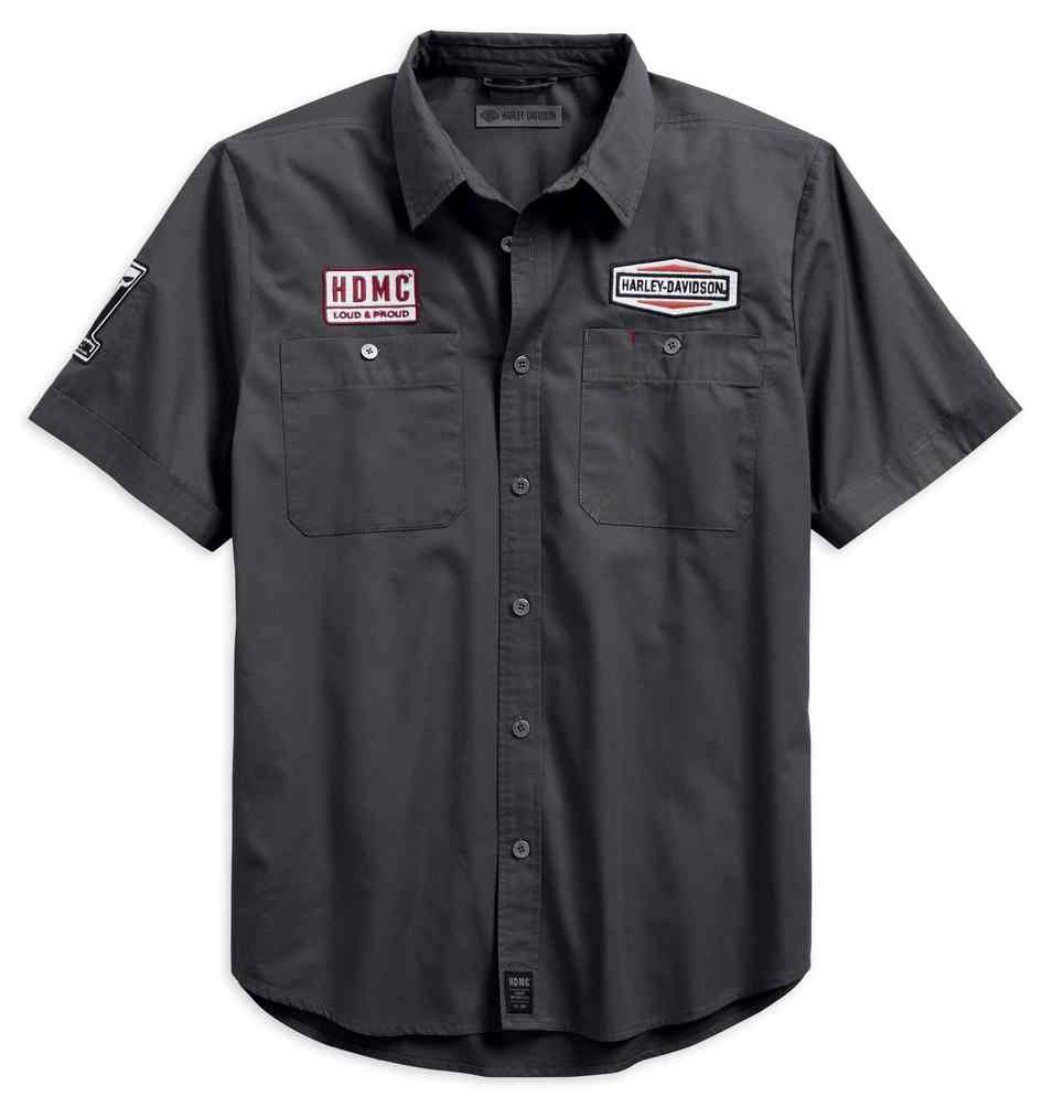 Harley-Davidson Men's #1 Skull Patch Slim Fit Short Sleeve Shirt 99081-18VM - Wisconsin Harley-Davidson