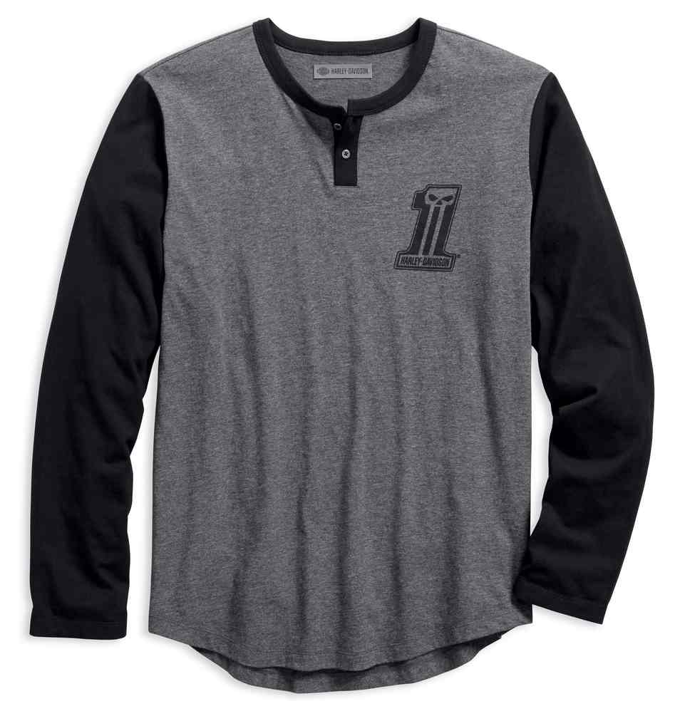 Harley-Davidson Men's HDMC #1 Slim Fit Baseball Tee, Heather Gray 99080-18VM - Wisconsin Harley-Davidson