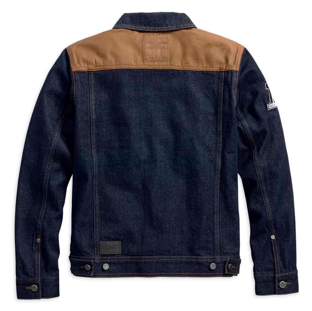 Harley-Davidson® Men's Waxed Canvas Slim Fit Denim Jacket, Dark