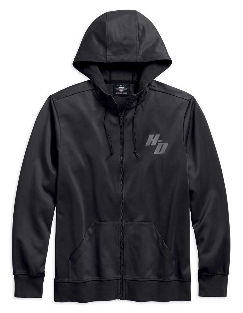 Harley-Davidson Men's H-D Zip Front Activewear Hoodie, Black 96129-18VM - Wisconsin Harley-Davidson