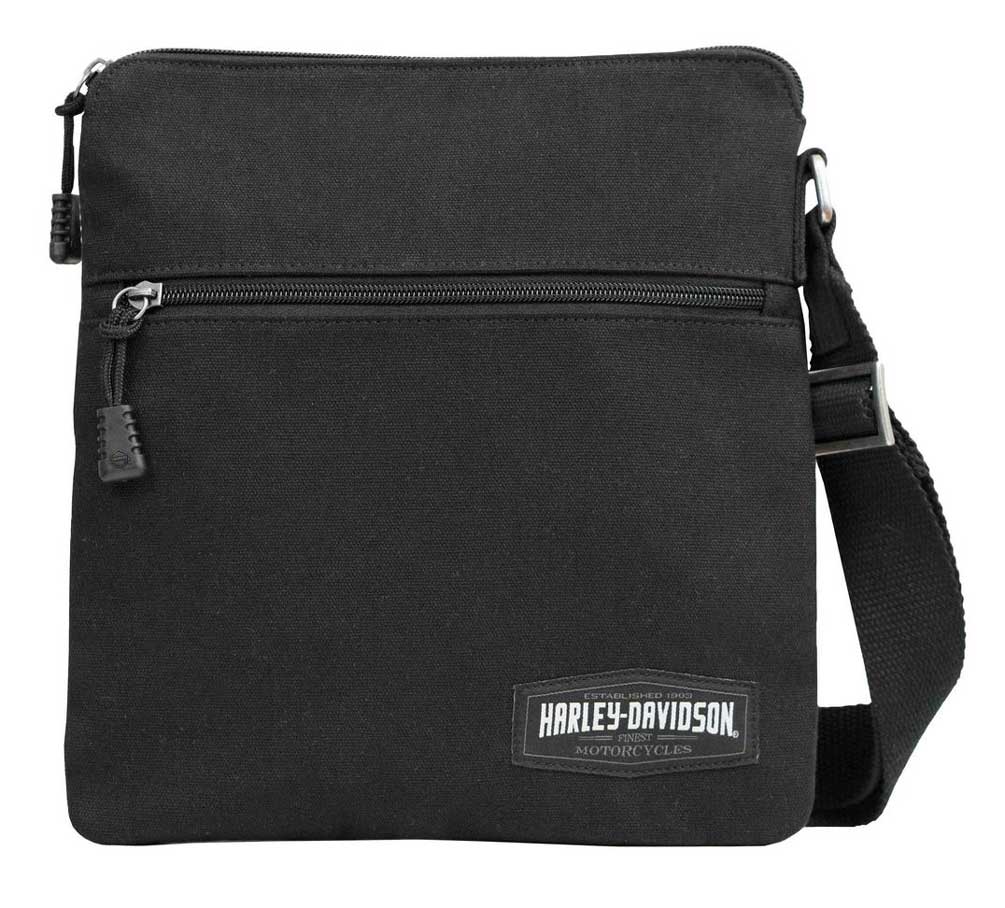 Harley-Davidson Men's H-D Script Canvas Crossbody Bag, Black CC8100S-BLK - Wisconsin Harley-Davidson