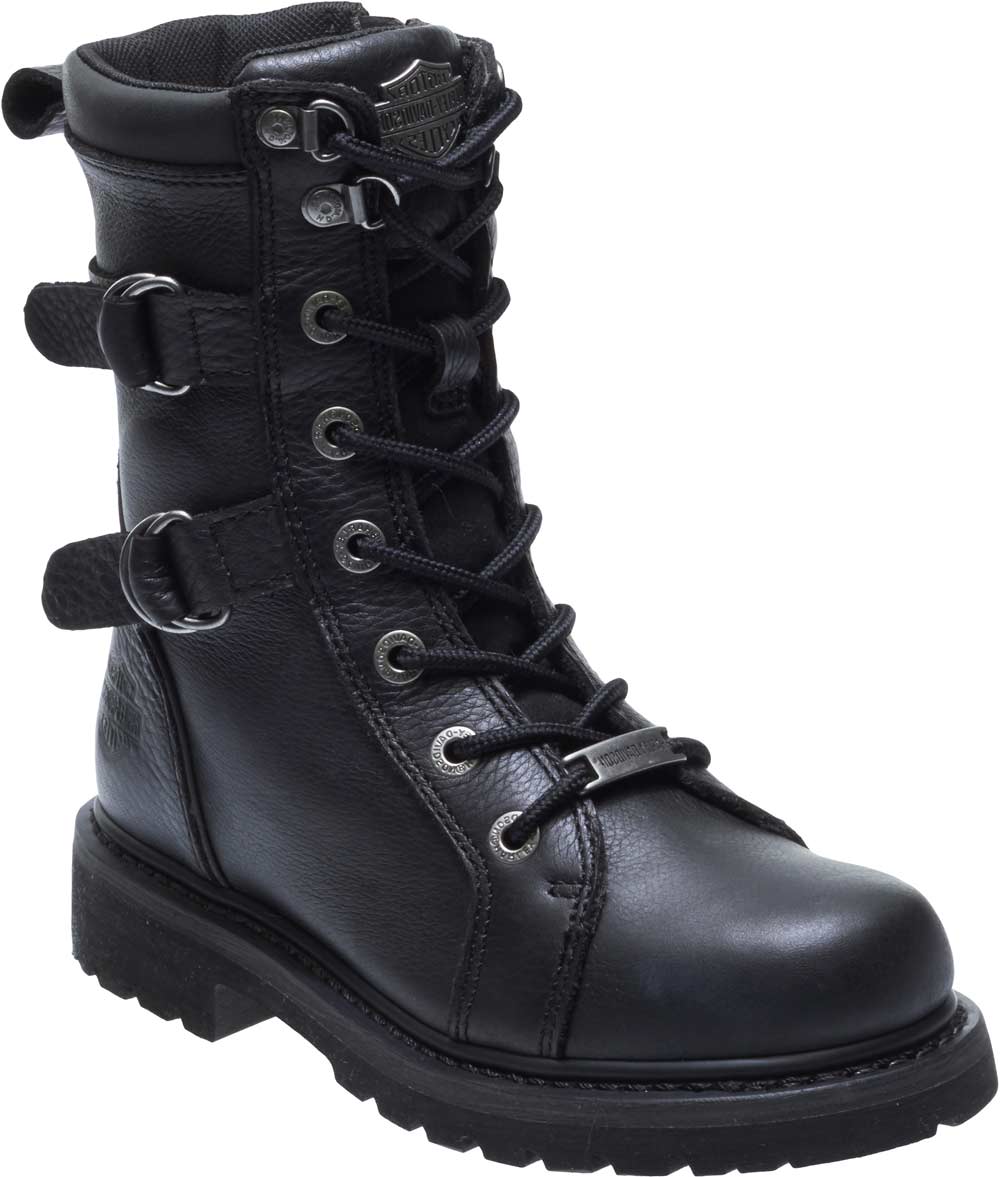 Harley-Davidson 黒 ブーツ ジッパー付き Harley Davidson シフトガード付レザーZIPブーツ ブラック