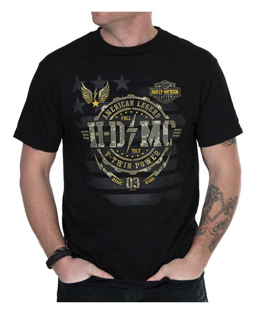 Harley-Davidson Men's American Legend Crew-Neck Short Sleeve T-Shirt, Black - Wisconsin Harley-Davidson