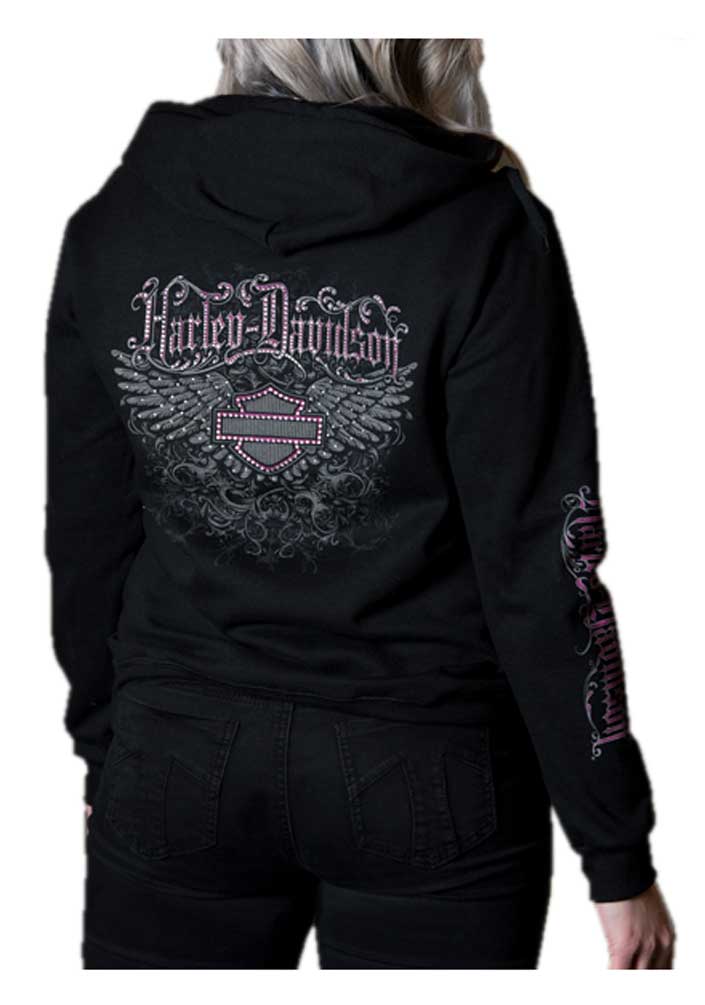 STONE  | FULL ZIP UP HOODIE SWEATSHIRT [正規品/関税込] Harley-Davidson® Women's Thrill Stone Embellished Full Zip