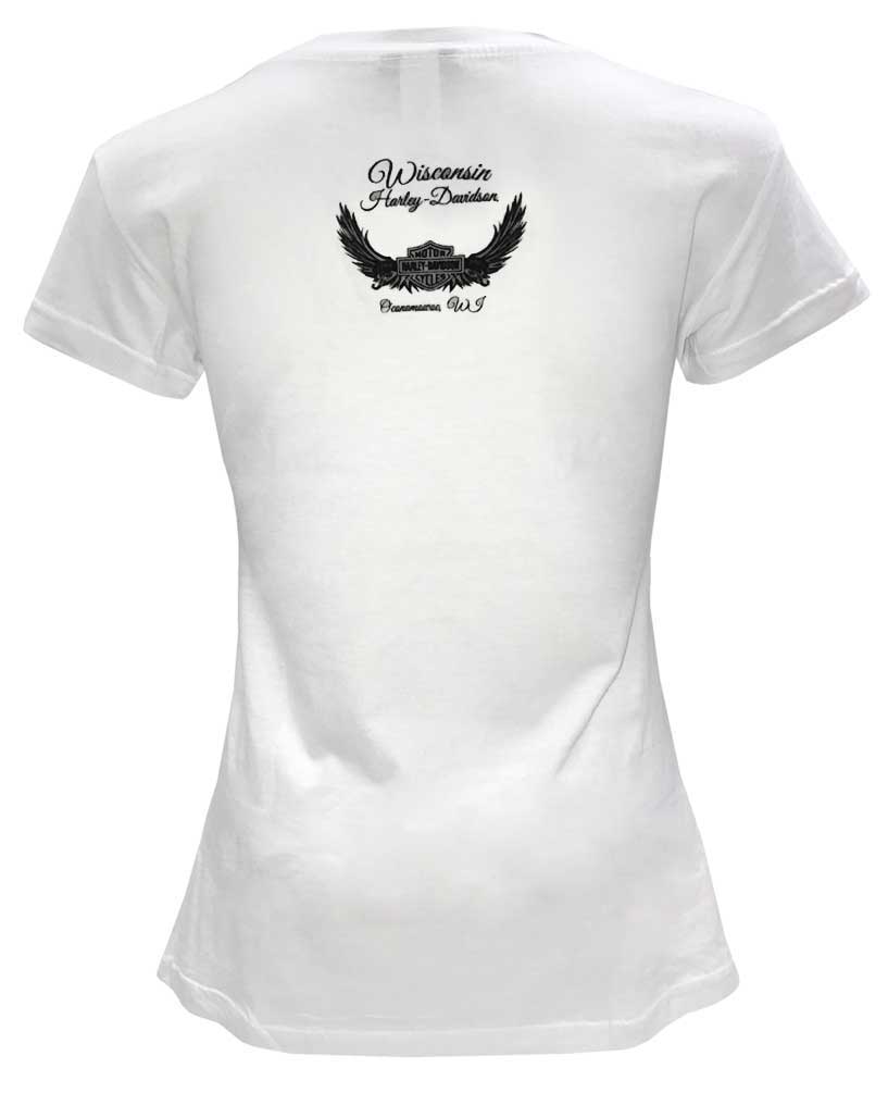 Harley-Davidson Free Shipping - Harley-Davidson Women's Boulevard #1 Winged Foil Print Short Sleeve Tee, White - Free Shipping on many products plus Orders Over $99