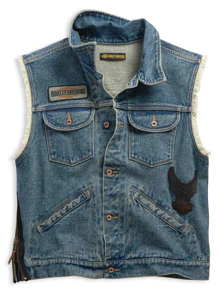 Harley-Davidson Men's Blowout Slim Fit Denim Vest, Dress Blues 99257-19VM - Wisconsin Harley-Davidson