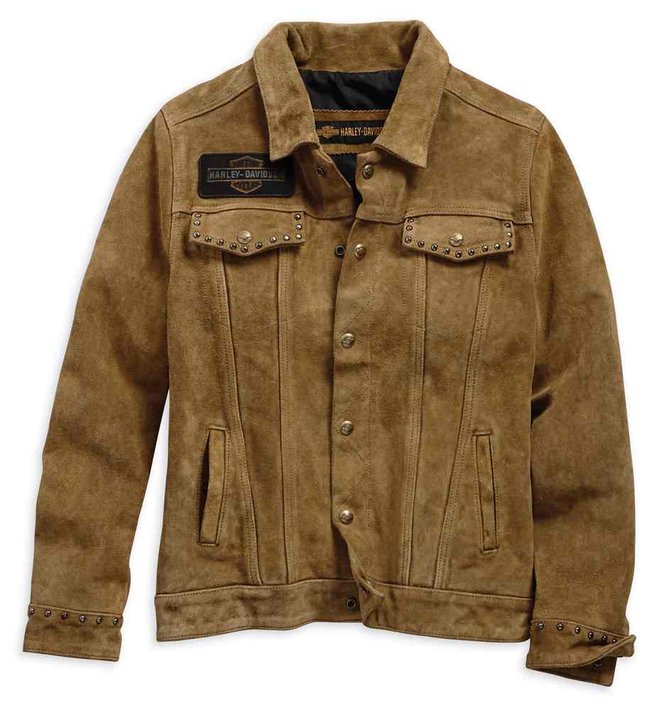 Harley-Davidson Women's Gauges Patch Suede Leather Jacket - Tan 98040-19VW - Wisconsin Harley-Davidson